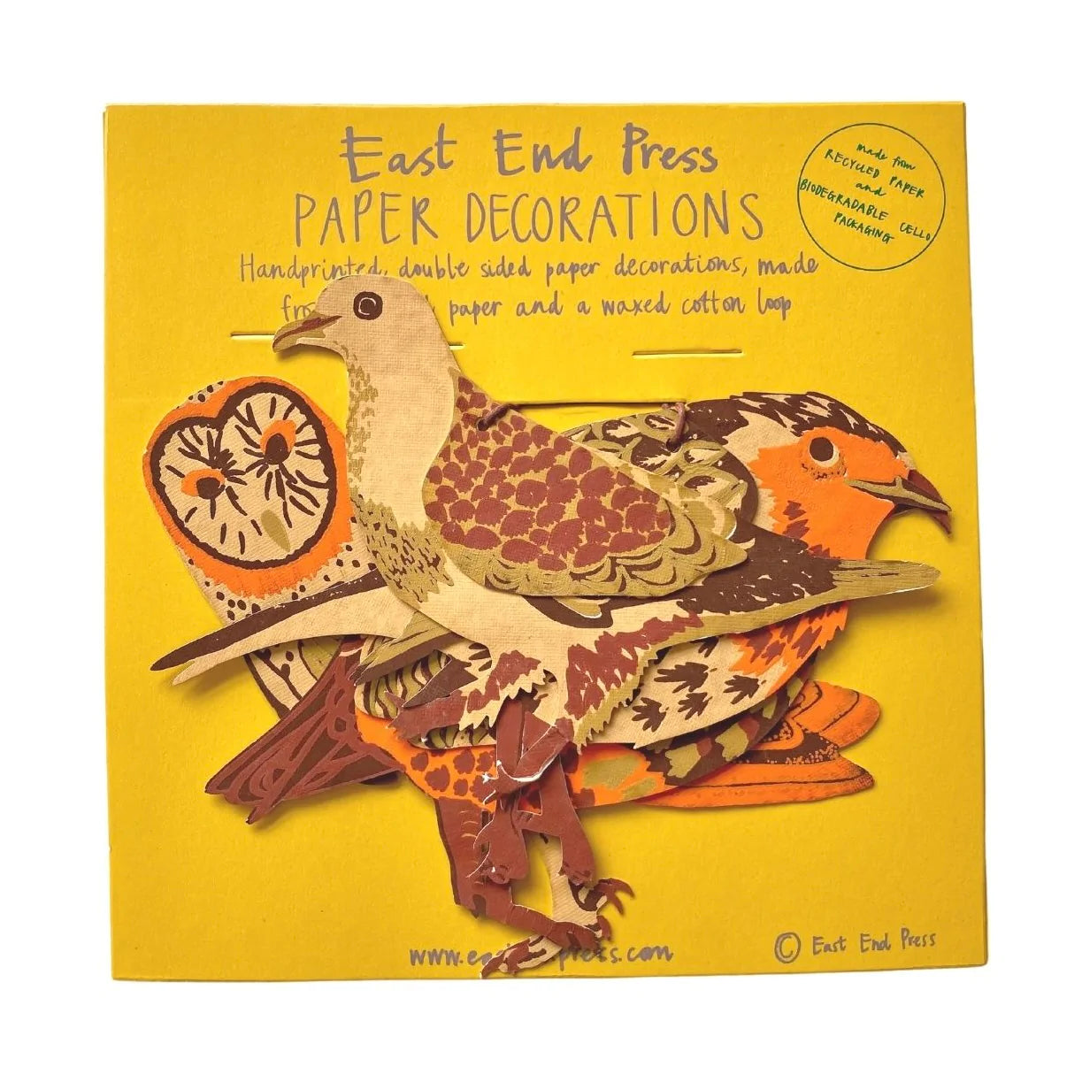 East End Press Winter Birds Paper Decorations