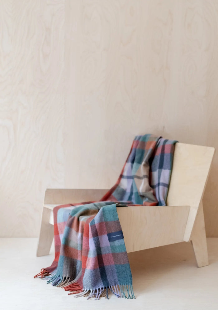 Tartan Blanket Co. Recycled Wool Knee Blanket - Cinnamon Patchwork Check