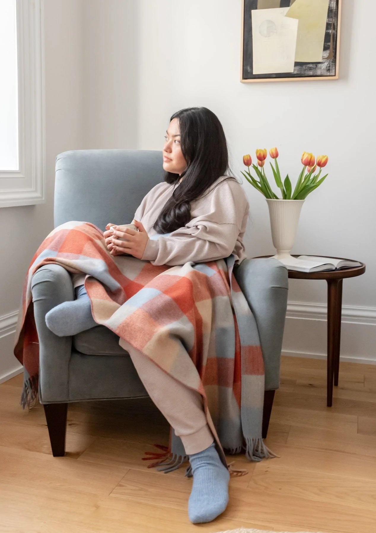 Tartan Blanket Co. Recycled Wool Knee Blanket Cedar Meadow Check