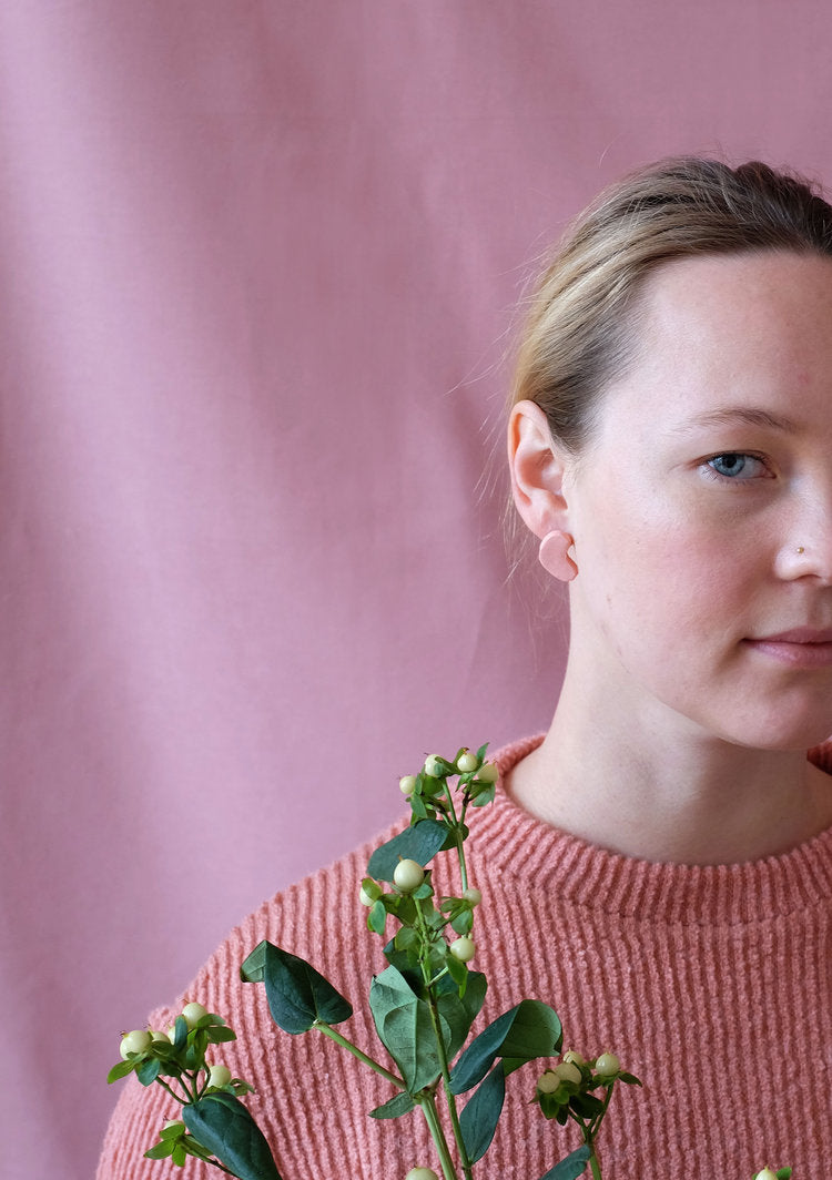 Concrete Bean Earrings - Pink